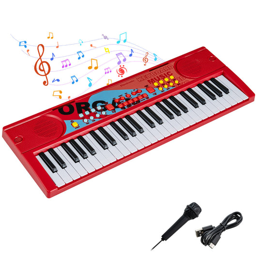 49 Keys Portable Kids Piano Keyboard-Red