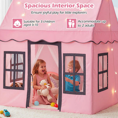 Kids Play Tent with Star Lights and Non-slip Mat-Pink