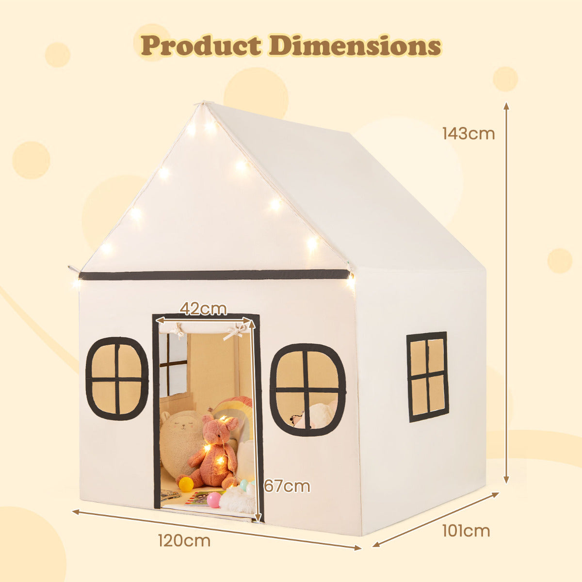 Kids Play Tent Large Playhouse Indoor Play Tent-Beige