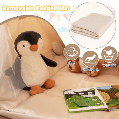 Kids Play Tent with Glow in the Dark Stars-Beige