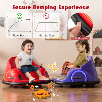 6V Kids Ride on Battery Powered Bumping Car with Flashing LED Lights-Red