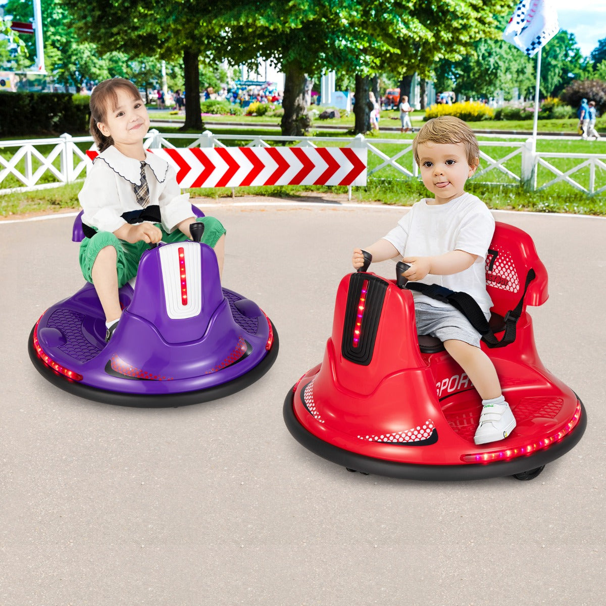 12V Kids Ride On Electric Bumper Car with Dual Joysticks and Remote Control-Red