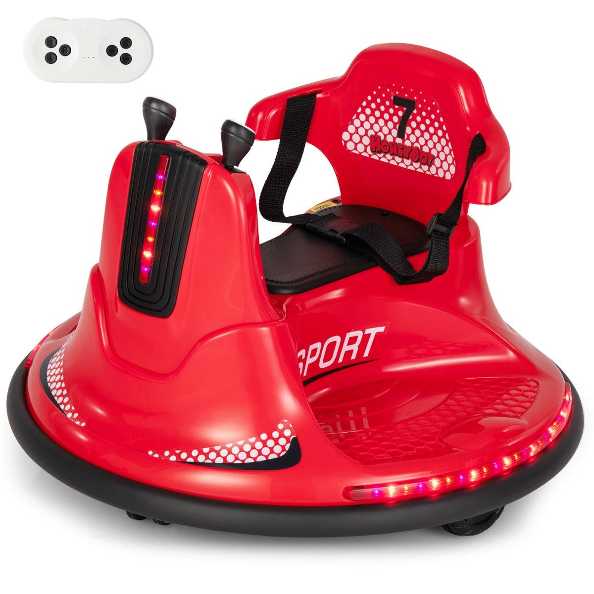 12V Kids Ride On Electric Bumper Car with Dual Joysticks and Remote Control-Red
