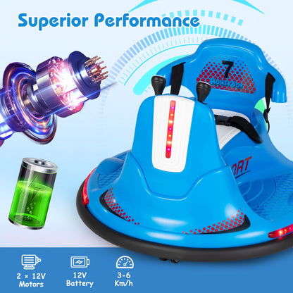 12V Kids Ride On Electric Bumper Car with Dual Joysticks and Remote Control-Blue