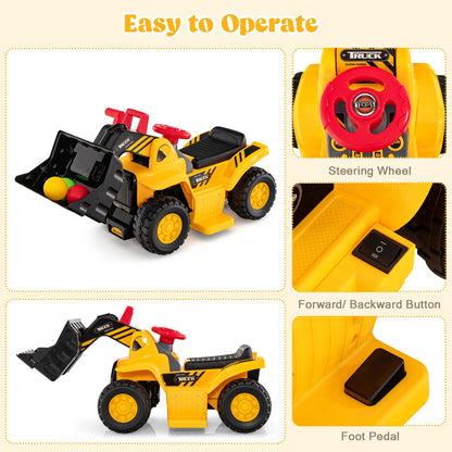 Kids Ride On Excavator Toy with Controllable Digging Bucket
