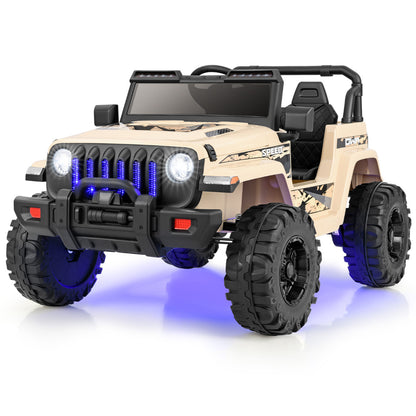 12V Kids Ride on Truck with 2.4G Parental Remote Control and Music-Khaki