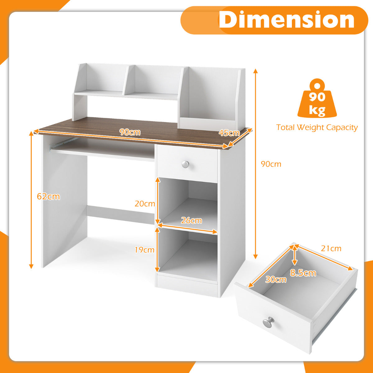 Kids Study Desk Multifunctional Student Desk-Natural