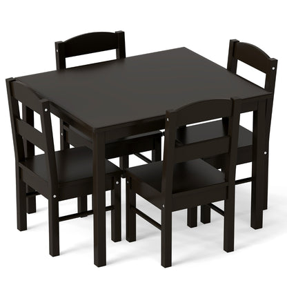 Kids Table and 4 Chairs Set for Toddlers Dining, Drawing, Reading-Dark Brown