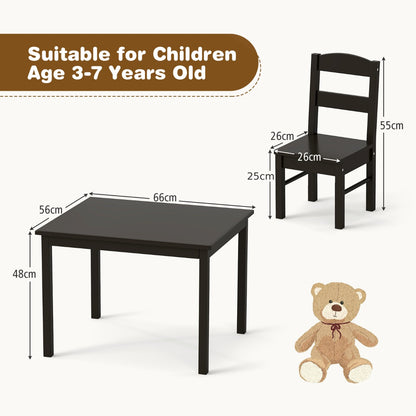 Kids Table and 4 Chairs Set for Toddlers Dining, Drawing, Reading-Dark Brown
