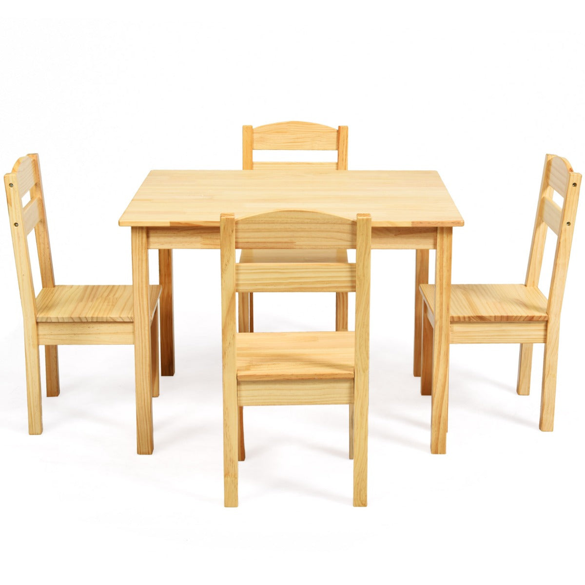 Kids Table and 4 Chairs Set for Toddlers Dining, Drawing, Reading-Natural