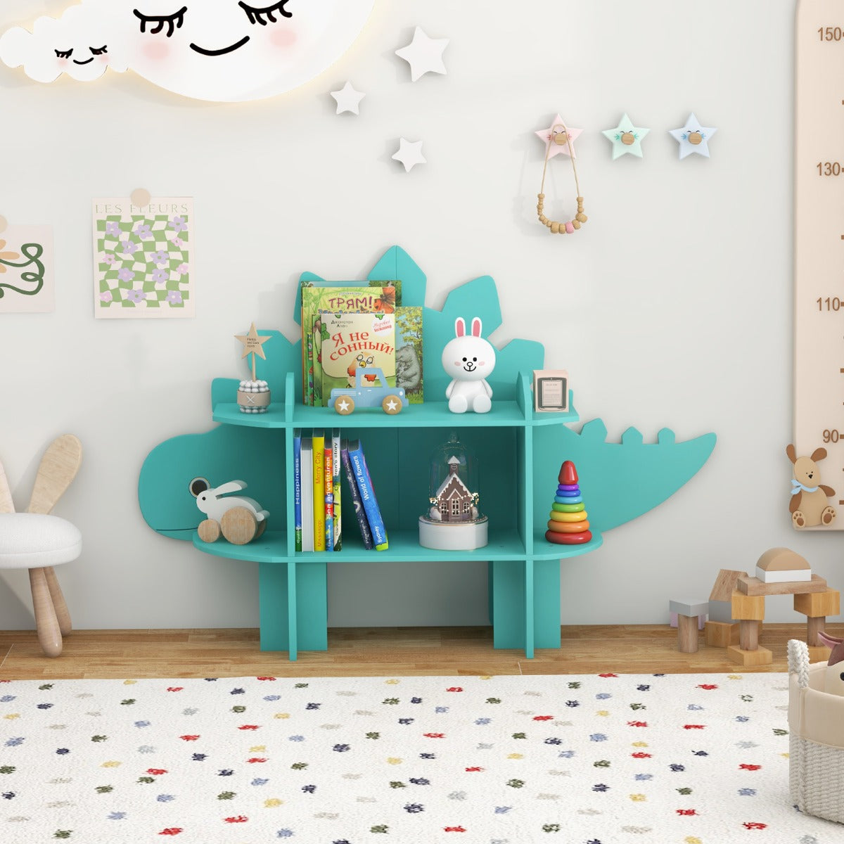 Kids Toy Storage Organizer with Anti-Toppling System for Play Room Nursery Kindergarten-Green