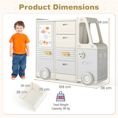 Kids Toy Storage Organizer with 4 Pull-out Drawers-Grey