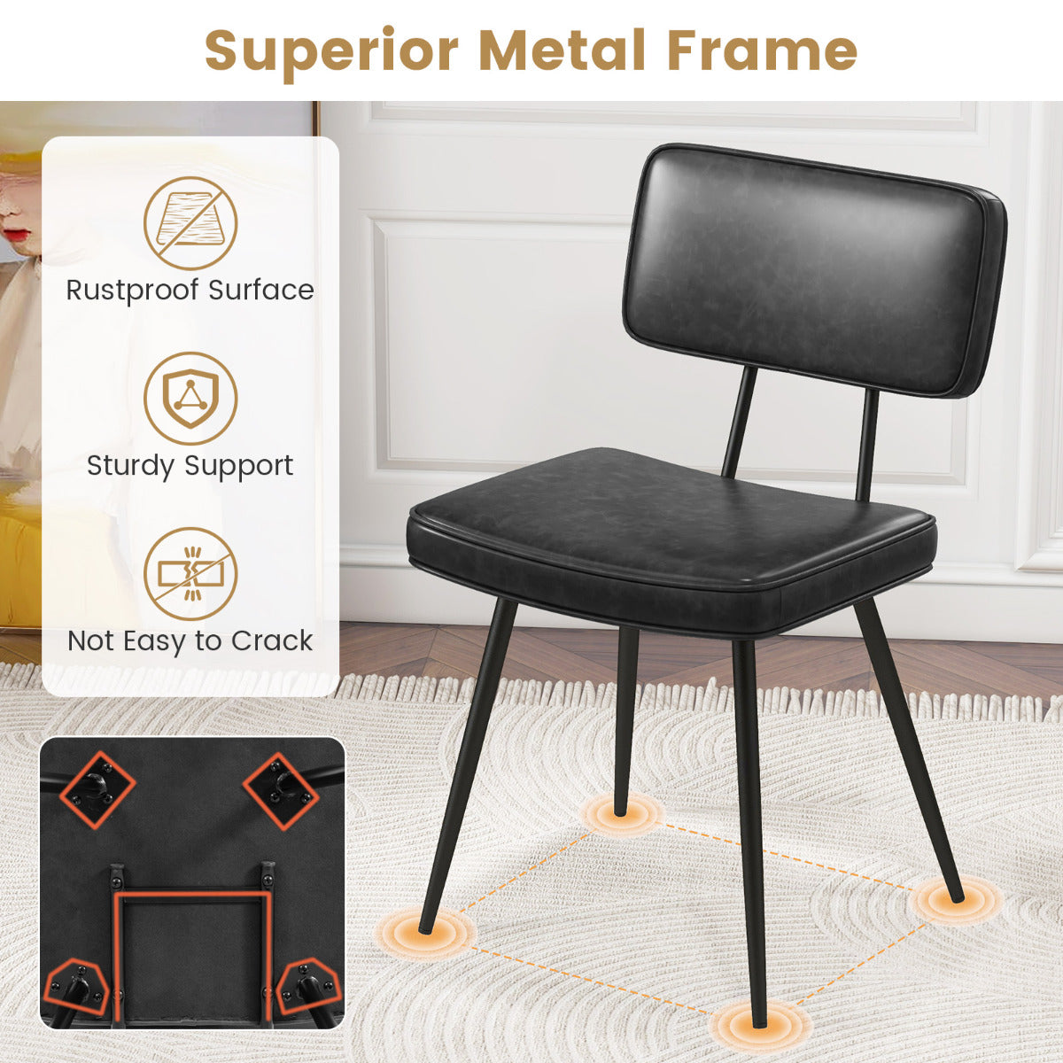Kitchen Faux Leather Upholstered Dining Chair Set of 4
