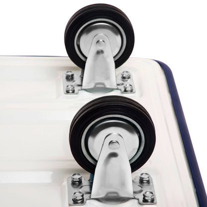 Foldable transport trolleys with a load capacity of up to 150 kg, platform trolleys with 360° swivel casters and handle, blue