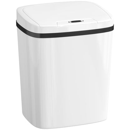 HOMCOM 15L Sensor Bin, Automatic Touchless Kitchen Bin, Easy Clean, Battery Operated for Home Office, Bedroom, Bathroom, White