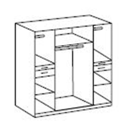 Wardrobe KODERA 4 Door Mirrored Wardrobe Oak 180cm