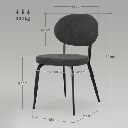 HOMCOM Set of Four Boucle Dining Chairs - Black