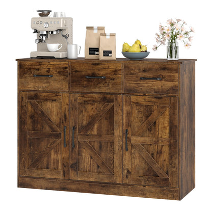 108cm Large Sideboard Storage Cabinet with Adjustable Shelves and Doors-Rustic Brown