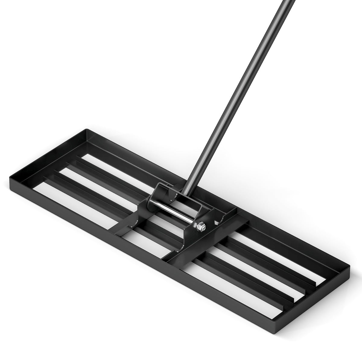 75/91/106 x 25cm Lawn Leveling Rak with Ergonomic Handle-75 x 25 cm-Black