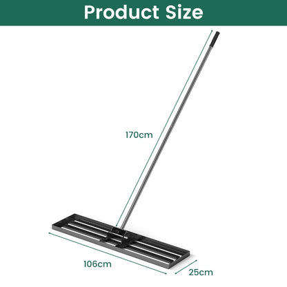 75/91/106 x 25cm Lawn Leveling Rak with Ergonomic Handle-106 x 25 cm-Black