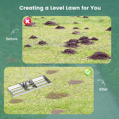75/91/106 x 25cm Lawn Leveling Rak with Ergonomic Handle-106 x 25 cm-Silver
