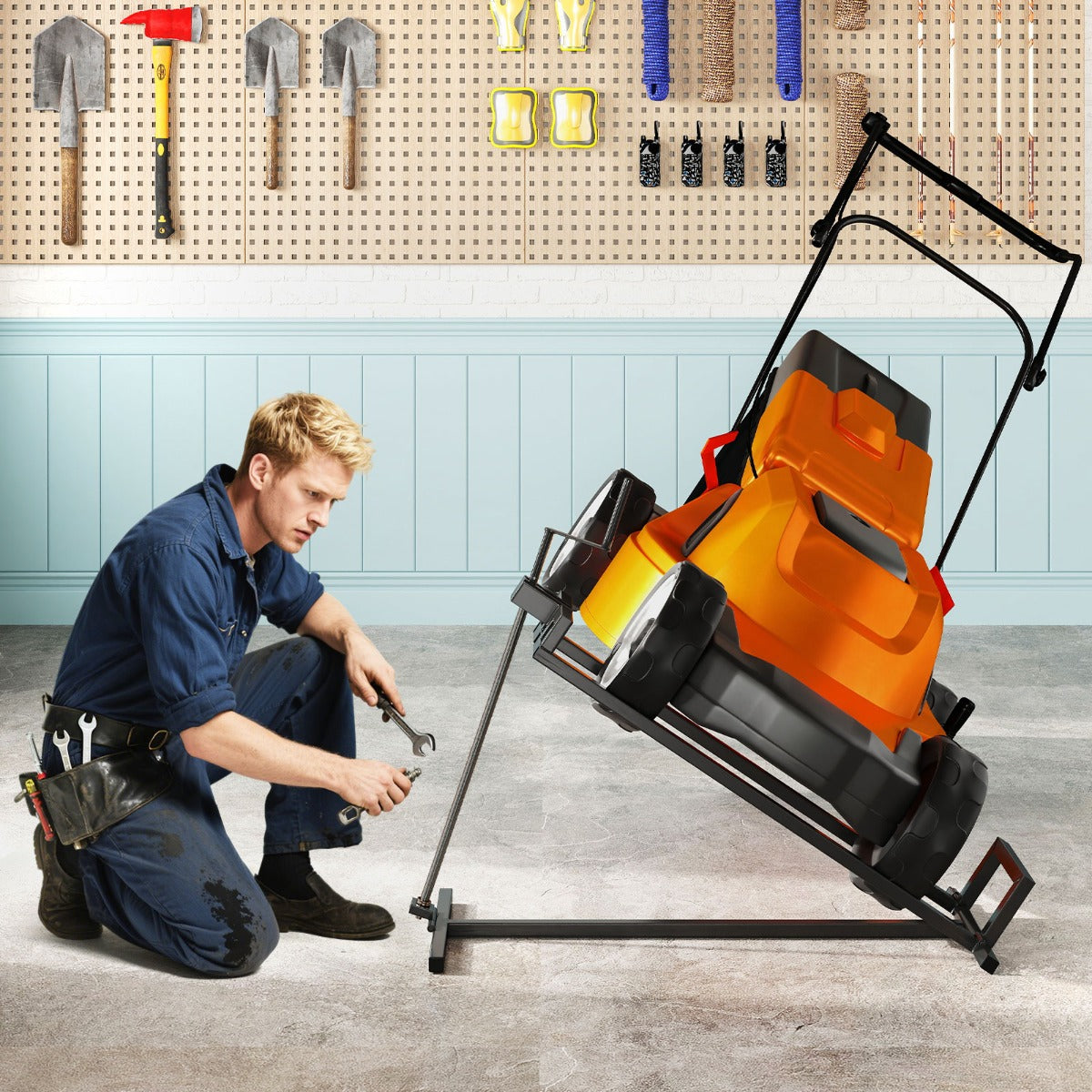 Lawn Mower Lift Jack Riding Mower Lift with Adjustable Height and Angle-Black