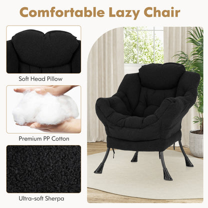 Lazy Chair with Ottoman and Folding Footrest for Living Room-Black