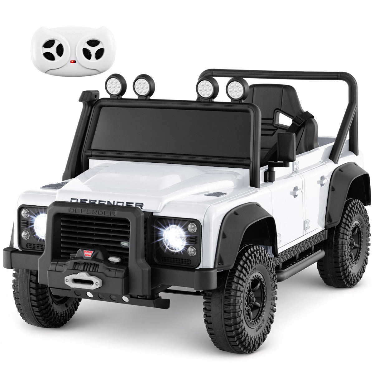 Licensed Land Rover Defender 12V Ride On Toy Car with Parent Remote Control -White