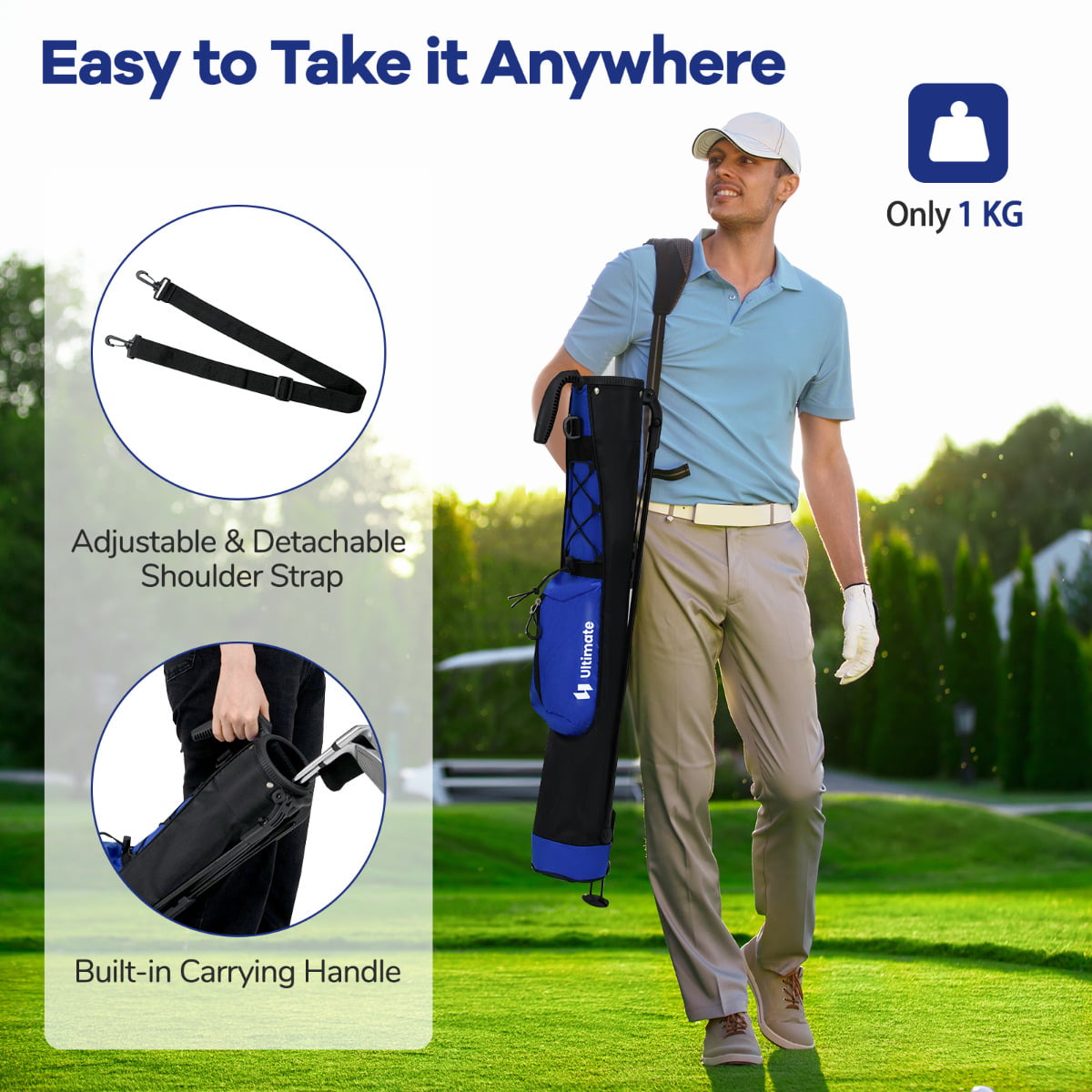 Lightweight Golf Bag for The Driving Range-Blue