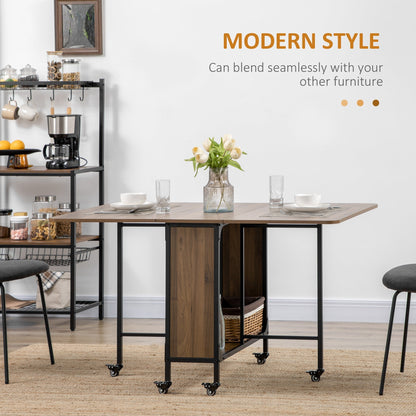HOMCOM Six-Person Drop Leaf Dining Table - Brown/Black