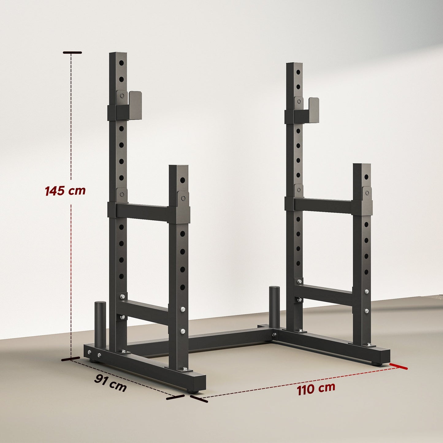 SPORTNOW Adjustable Squat Rack with Plate Holders, 300 kg Load