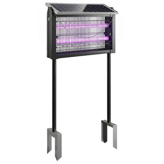 Outsunny Solar Bug Zapper Outdoor, 3500 V Electric Mosquito Fly Zapper with 4.3 m Cord, Dusk-to-Dawn Control, Black