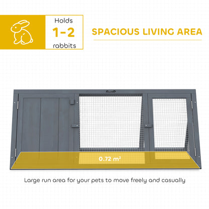 PawHut Rabbit Hutch, Wooden Guinea Pig Hutch with Run and Doors, Outdoor Triangle Bunny House for Rabbits,Duck and Chicken