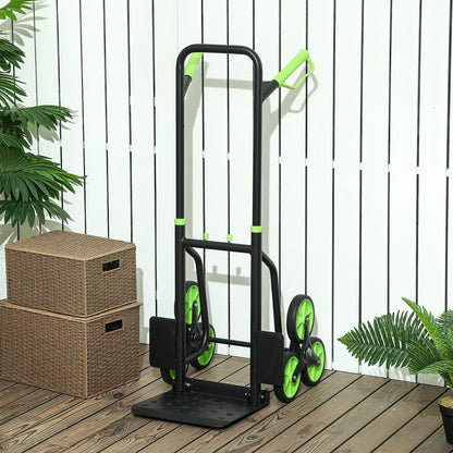 DURHAND Six-Wheel Folding Sack Barrow Trolley - Black/Green