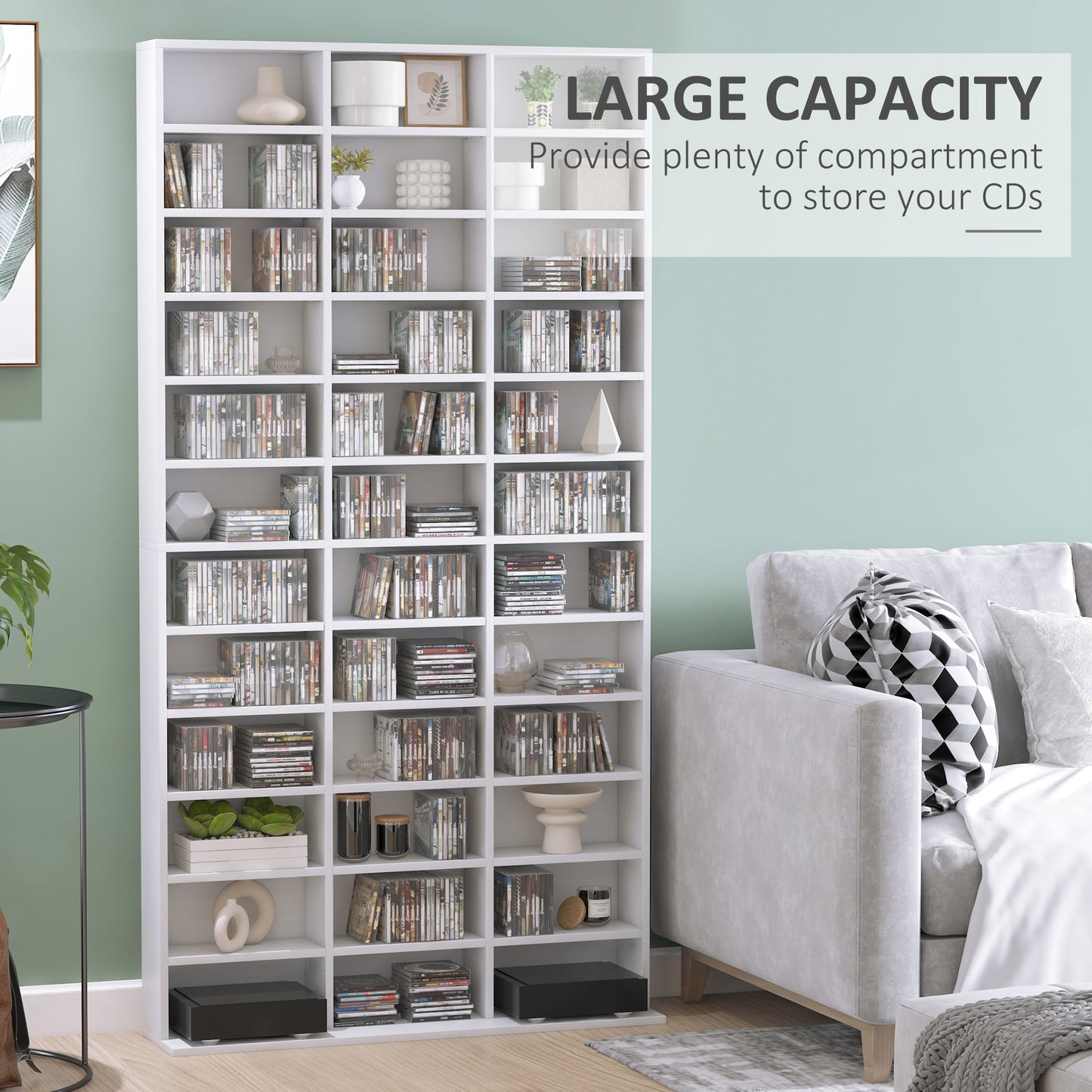 HOMCOM 33 Adjustable Compartment Storage Unit - White