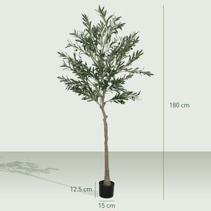 HOMCOM Set of Two Silk Leaf Artificial Olive Trees