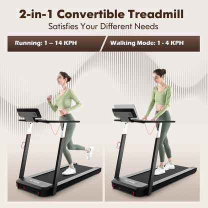 Max 2.25 HP Walking Running Jogging Exercise Machine with LED Display-Black