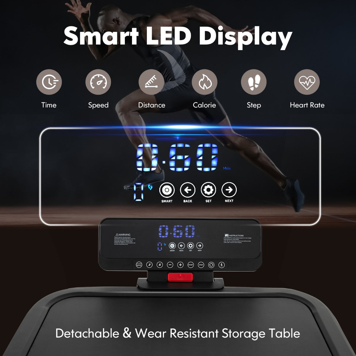 Max 2.25 HP Walking Running Jogging Exercise Machine with LED Display-Black