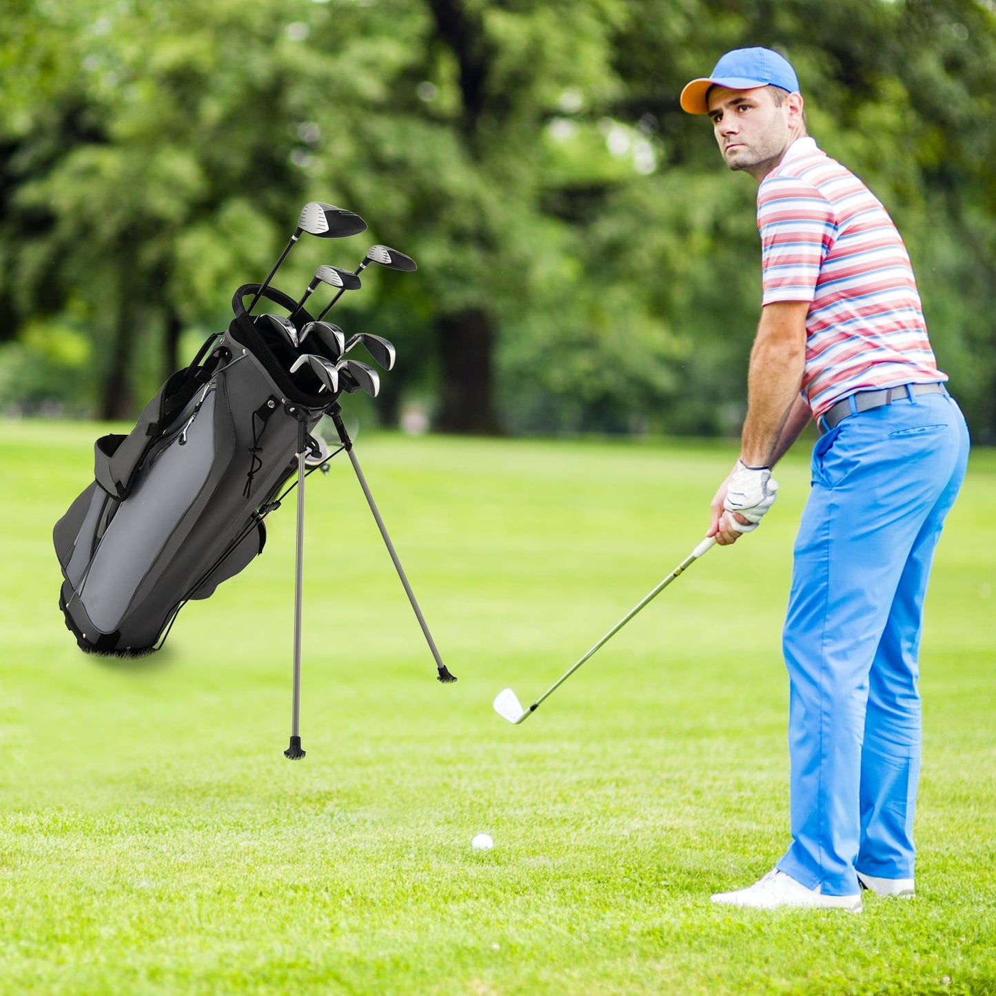 Men's Complete Golf Clubs Package Set 10 Pieces-Grey