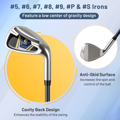 Mens Complete Golf Clubs and Bag Set Golf Stand Bag-Yellow