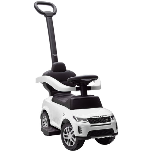 AIYAPLAY Land Rover Discovery Licensed Baby Push Car, 2-in-1 Ride on Car with Push Handle and Safety Guardrail, White