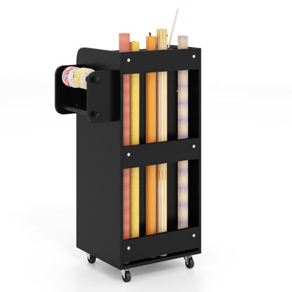 Mobile Rolling Storage Cart with 3 Drawers 2 Shelves and 2 Dowel Rods-Black
