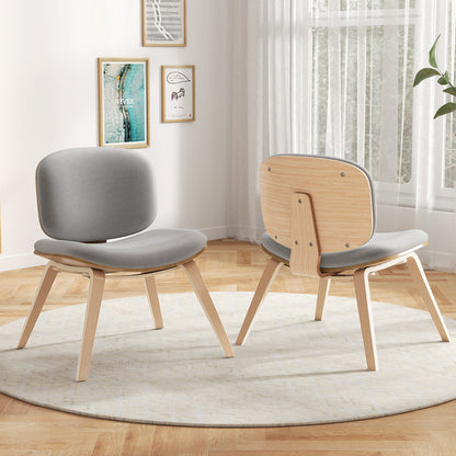 Modern Accent Chair with Curved Backrest and Padded Seat-Oak