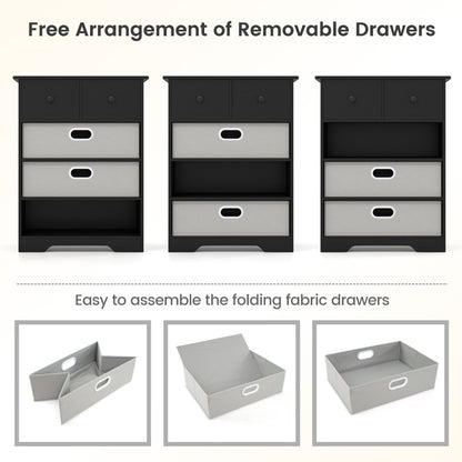 Modern Chest Storage Organizer with Open Shelves-Black
