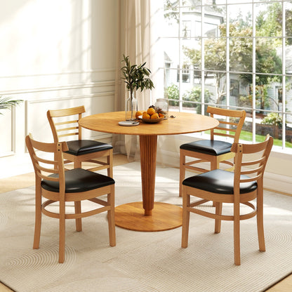 Modern Dining Chair Set of 2 with Rubber Wood Legs and Padded Seat-Brown