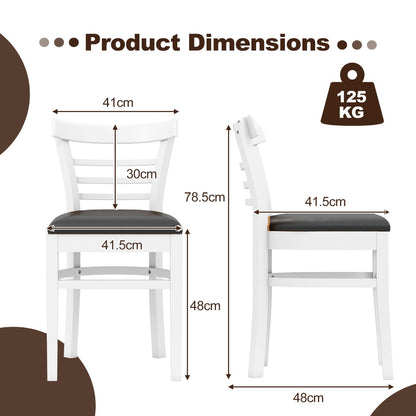 Modern Dining Chair Set of 2 with Rubber Wood Legs and Padded Seat-Black & White