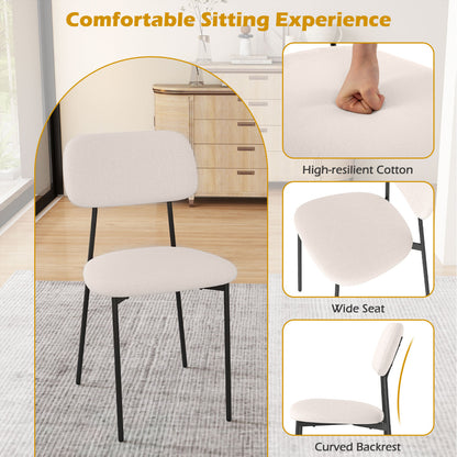 Modern Linen Fabric Dining Chair Set of 4-White