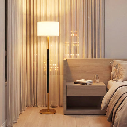 Modern Floor Lamp with Eye-Protecting Lampshades and Weighted Base-Black