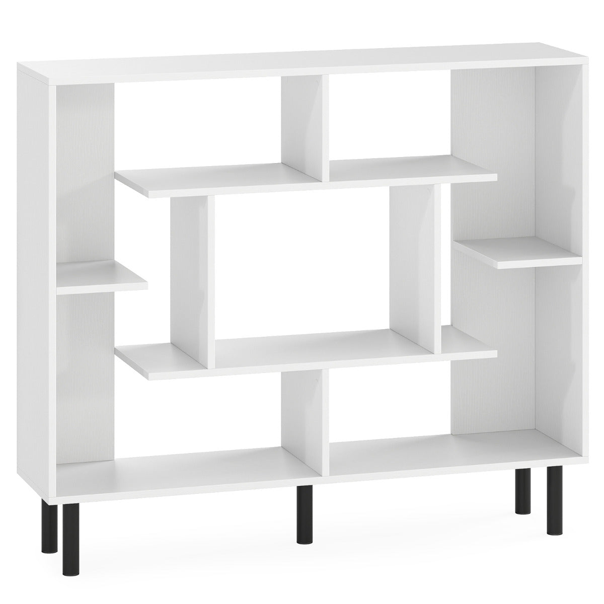 Modern Geometric Bookcase with Anti-tipping Devices-White
