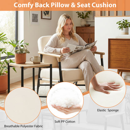 Modern Lounge Chair with Removable Zippered Cushions-Beige